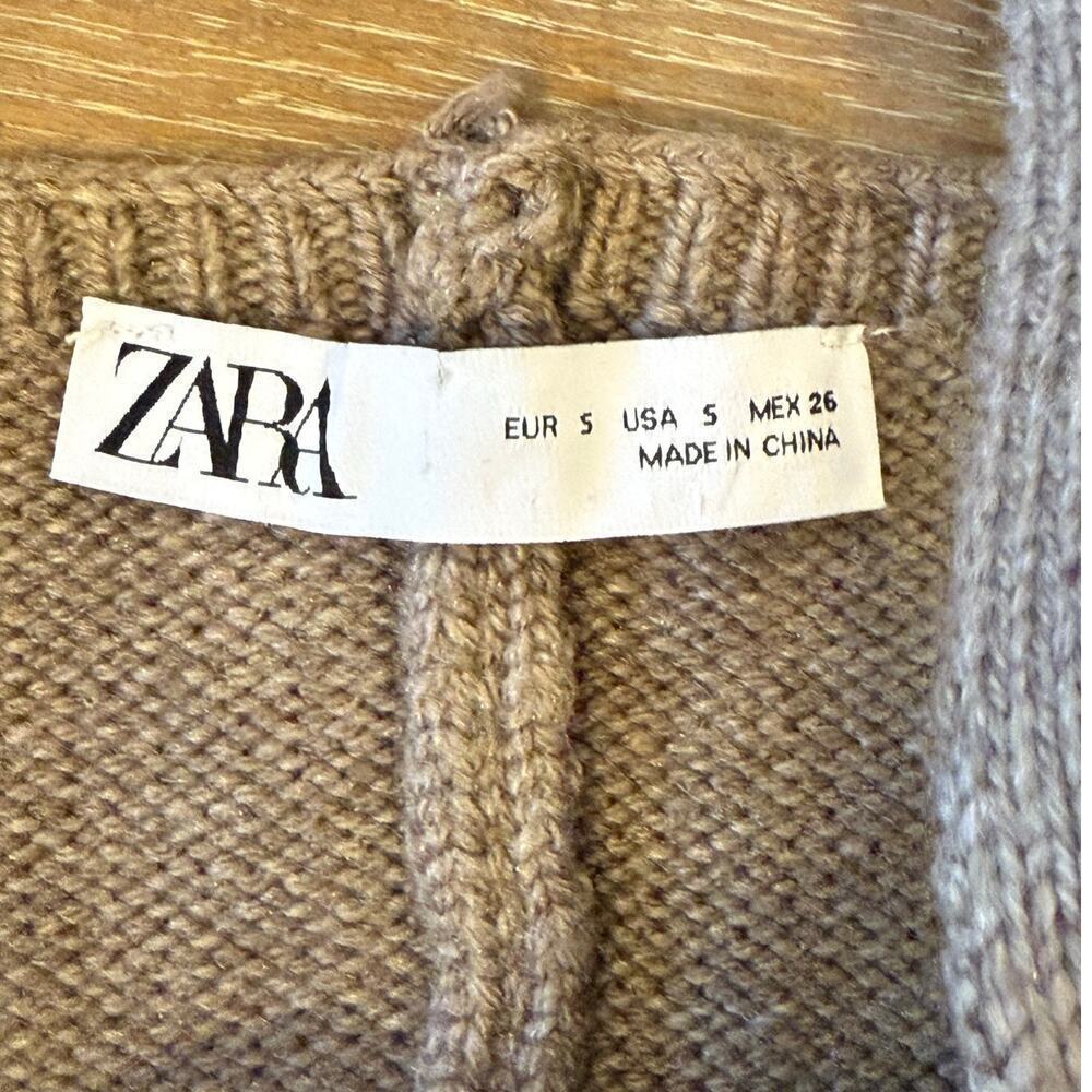 ZARA Tan Mocha Sweater Knit top Shirt Women size S - Picture 6 of 9